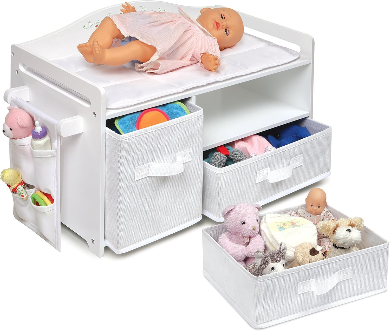 badger basket white rose doll high chair