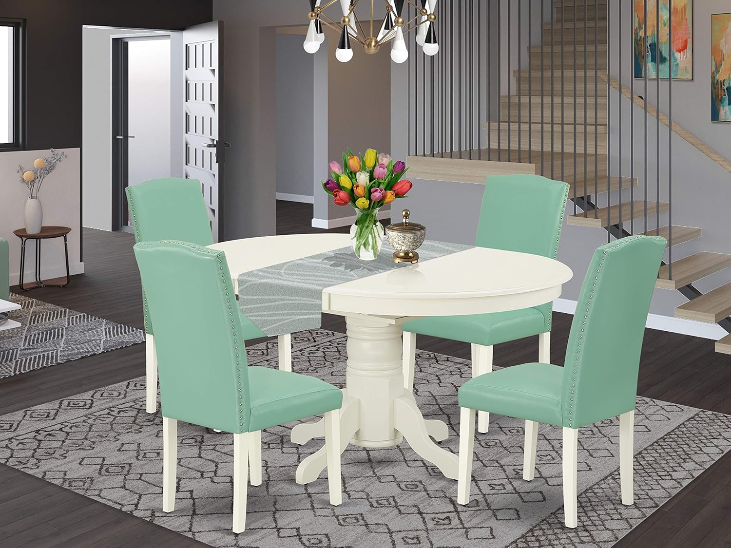 East West Furniture 5Pc Oval 42/60