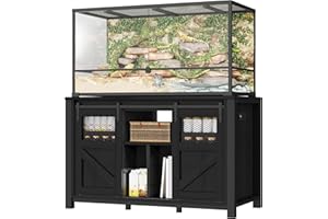 YITAHOME 120 Gallon Reptile Tank Stand with Power Outlets, Heavy Duty Large Reptile Tank Stand with Barn Door, Reptile Tank Turtle Terrariums Table for Accessories Storage,1100LBS Capacity