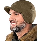 2SBR 2SABERS Fleece Winter Beanie with Visor - Men Women - Earflap Brim Skull Watch Cap Hat