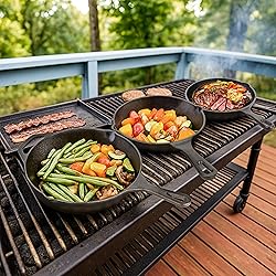 isheTao Cast Iron Skillet 3-Piece Set, Frying