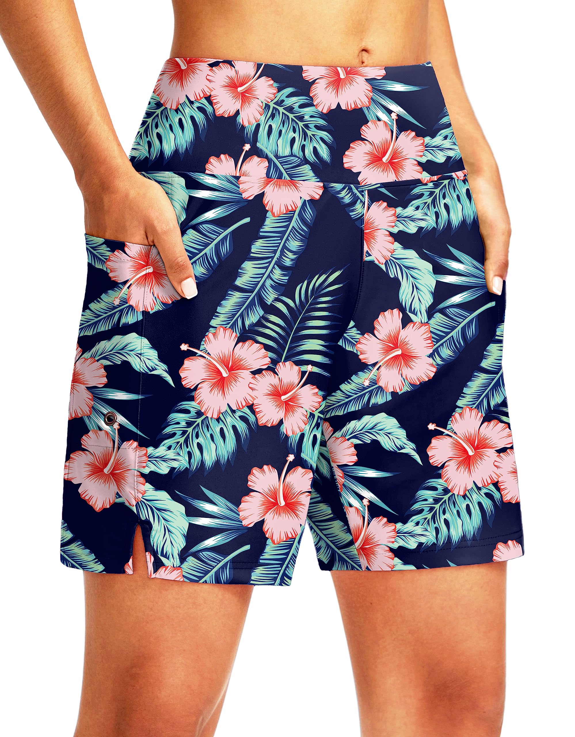G Gradual Women's 7" Long Swim Board Shorts High