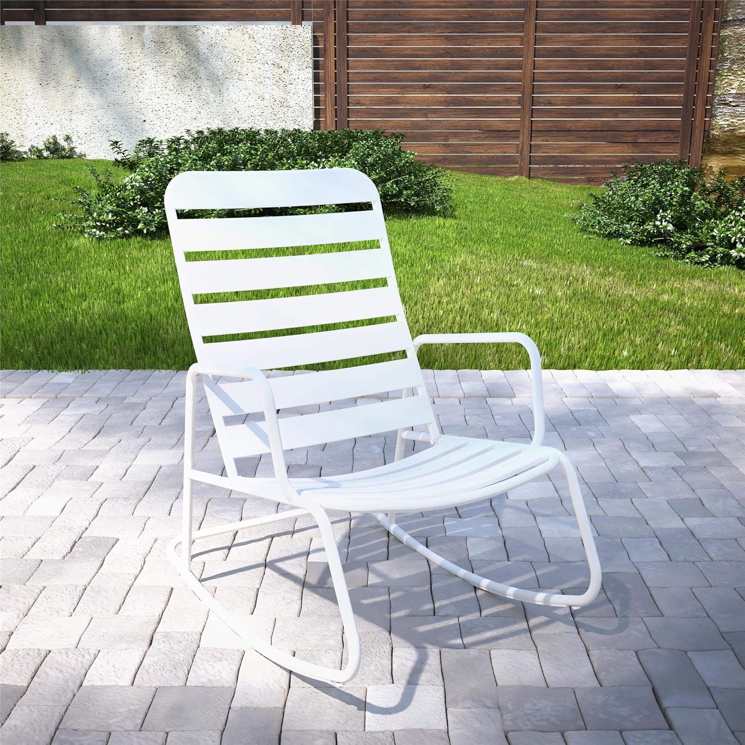 Novogratz 88065WHT1E Poolside Roberta Outdoor Rocking Chair, White: Garden & Outdoor