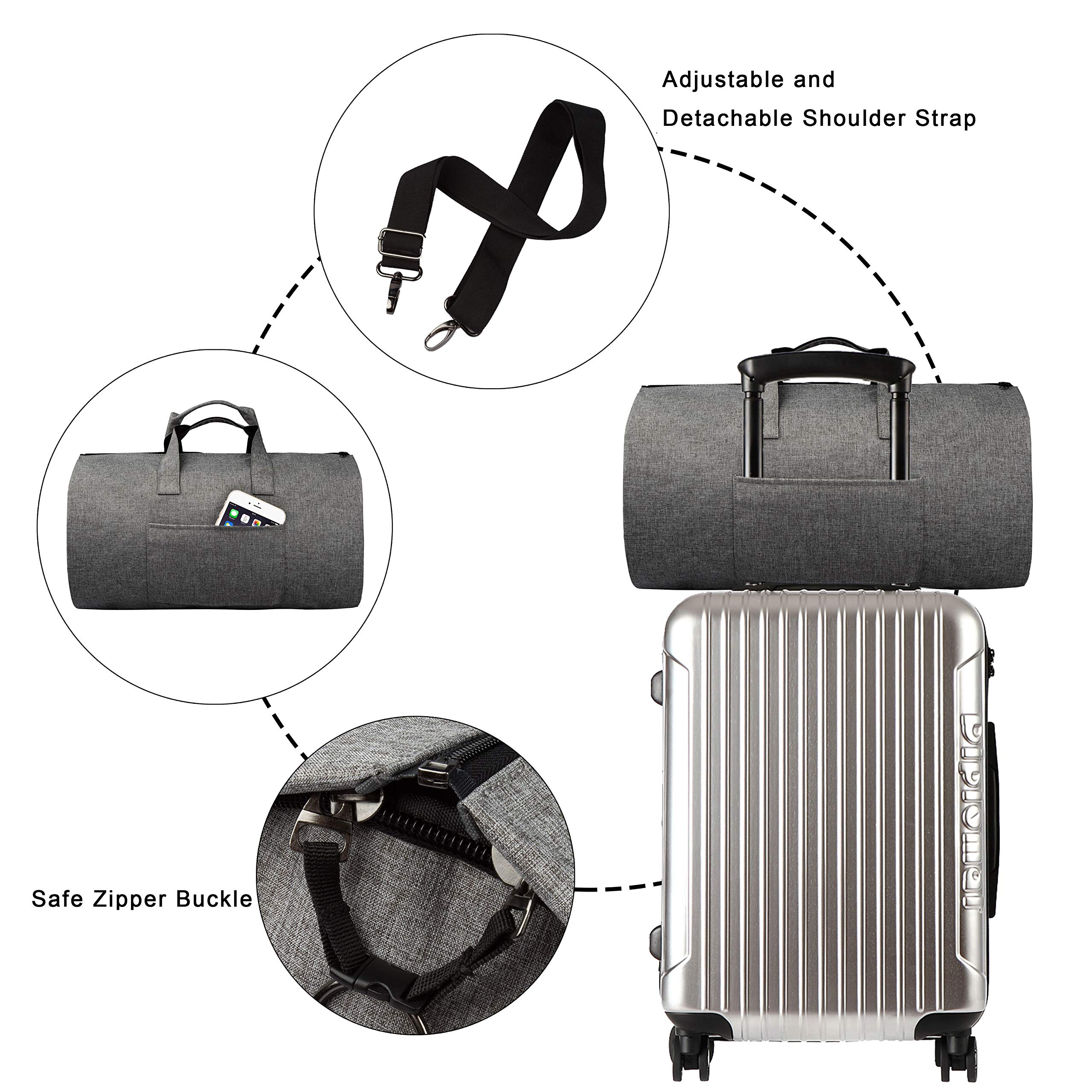 BUG Garment Duffle Bags For Travel, Convertible Carry On Garment Bag With Shoulder Strap, Shoes Compartment Carry on Mens Garment Bag For Suits, 2 in 1 Suit Bags For Men Travel