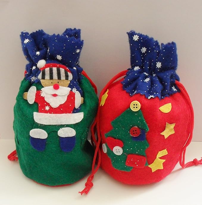 Christmas Fun Felt gift Bags set of Two Amazon.co.uk Kitchen & Home