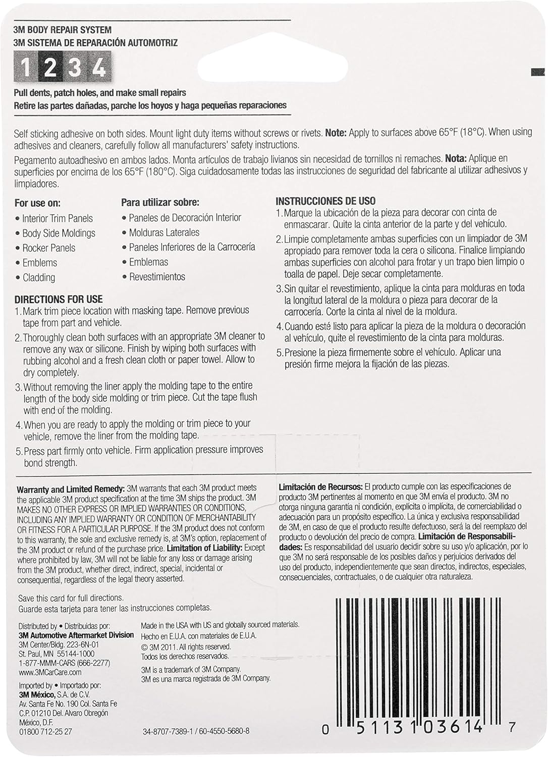 3M Super Strength Molding Tape, 03614, 1/2 in x 15 ft: Automotive