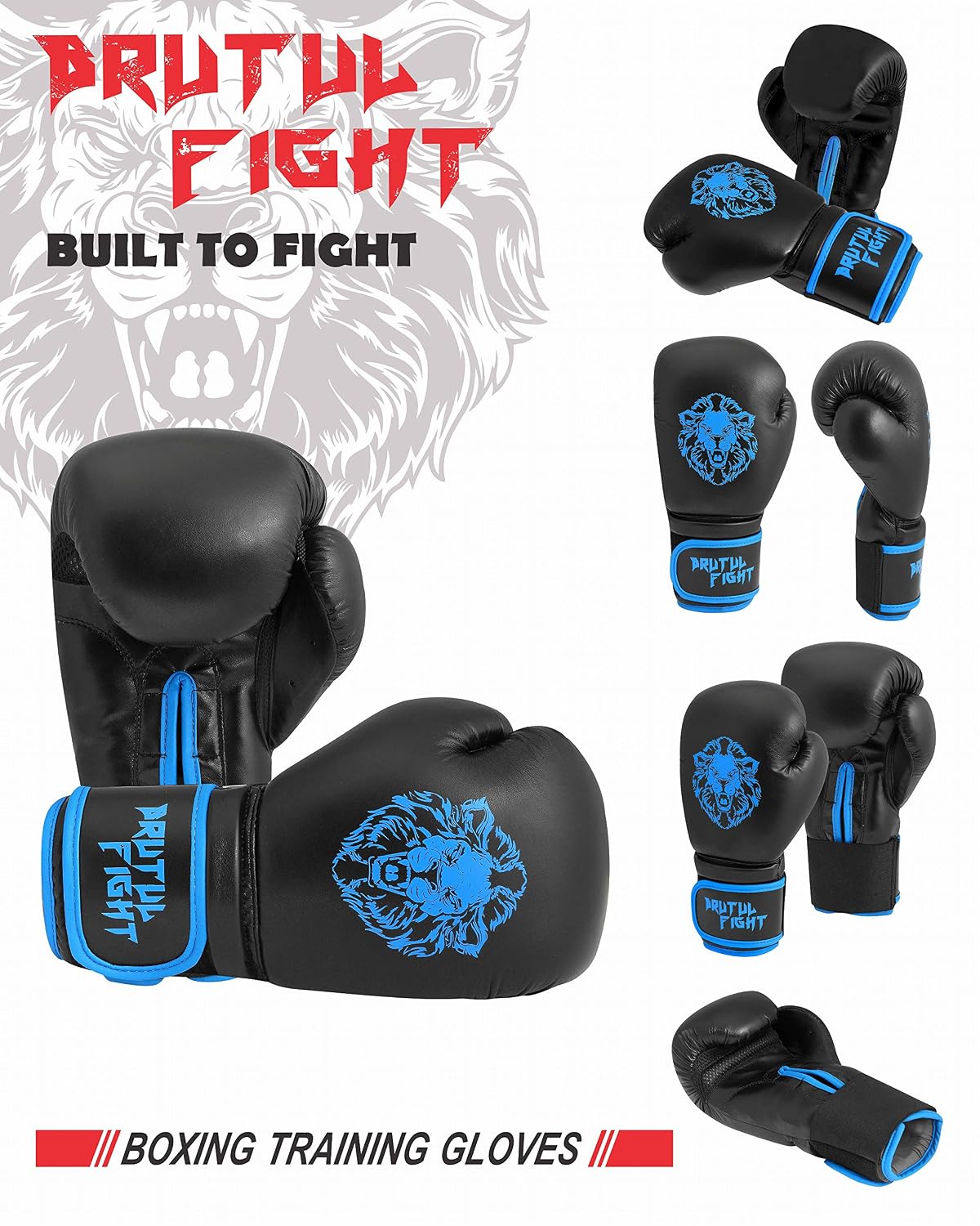 New限定品 Brutul ファイトボクシンググローブ キックボクシング バッグワーク ジェル スパーリング トレーニンググローブ ムエタイスタイル パンチングバッグ ミット ファイトグローブ メンズ レディース 8 Oz ブラック ブルー B07gwz5tvy 楽天ランキング1位