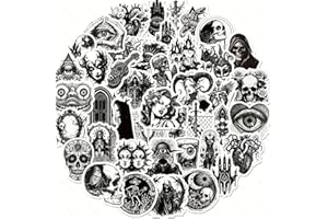 Bomichi 100 Pcs Dark Aesthetic Goth Stickers for Adults, Skull Sticker Packs for Water Bottle Kindle Laptop Phone DIY Crafts Card Making Scrapbook Art Journal