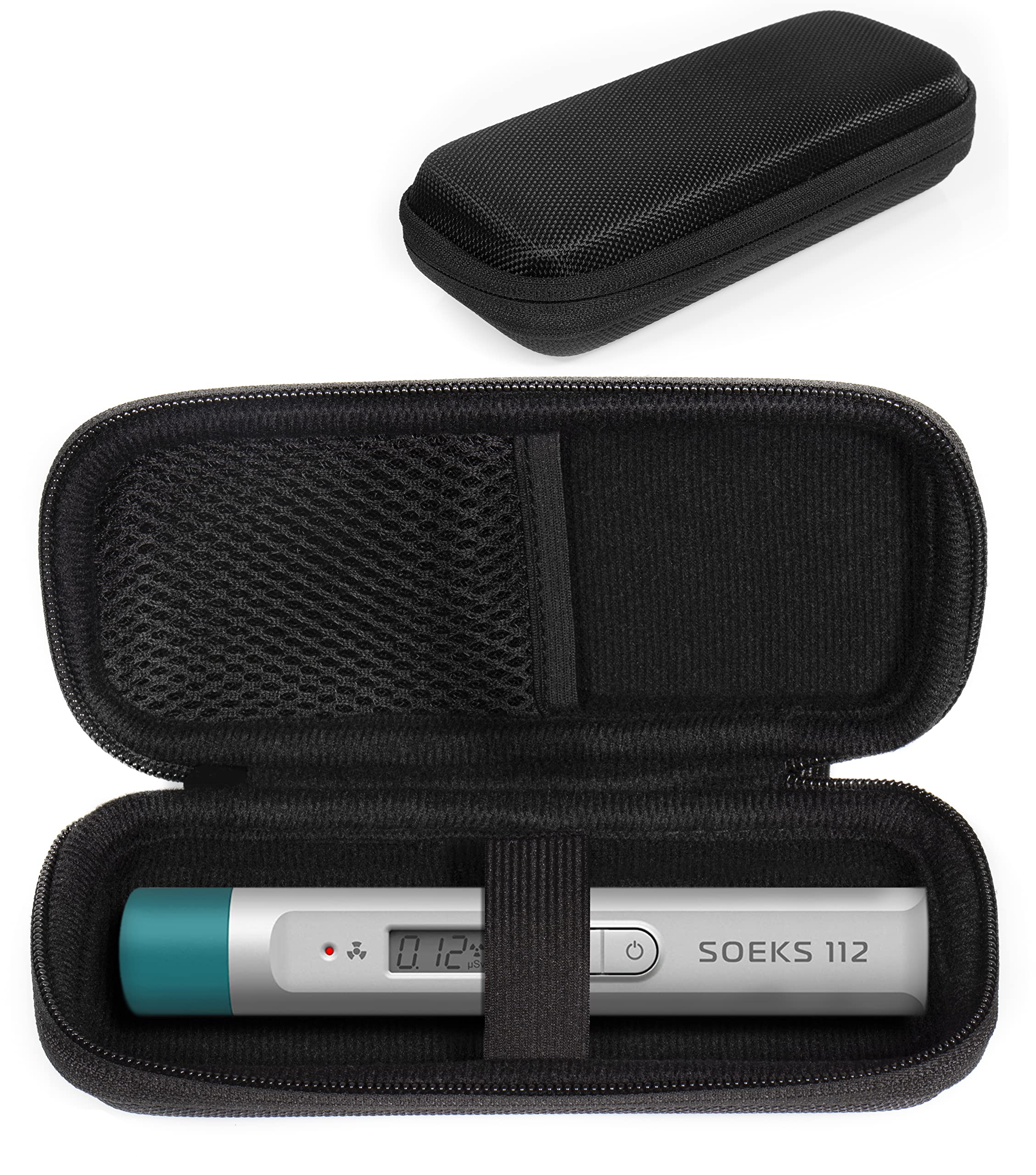 CaseSack Carrying Case for Harmful Radiation Detector Like SOEKS 112, MIRA Geiger Security Display, Mesh Pocket for Batteries Backup and Cord