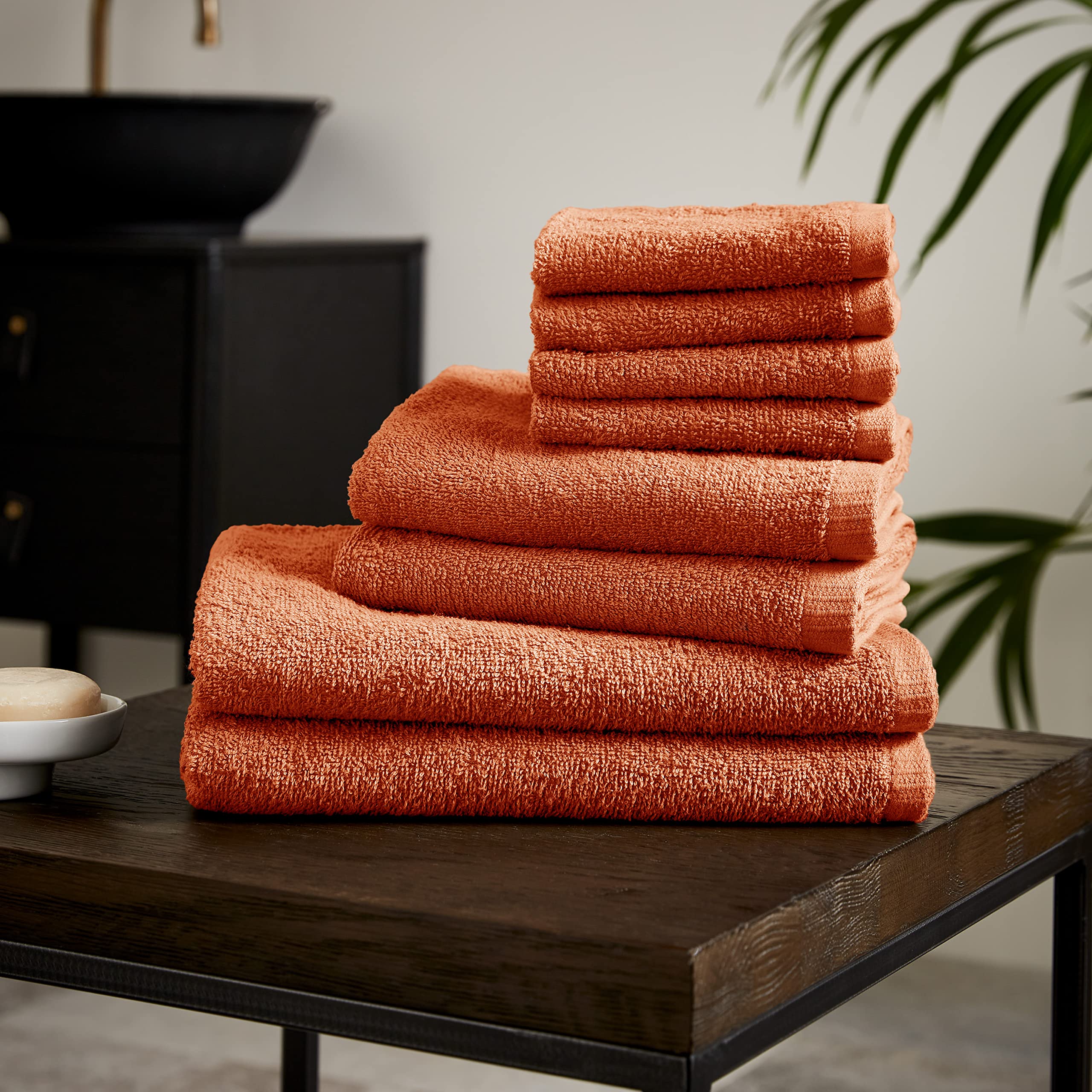 Catherine Lansfield Quick Dry Cotton 8 Piece Towel Set Orange