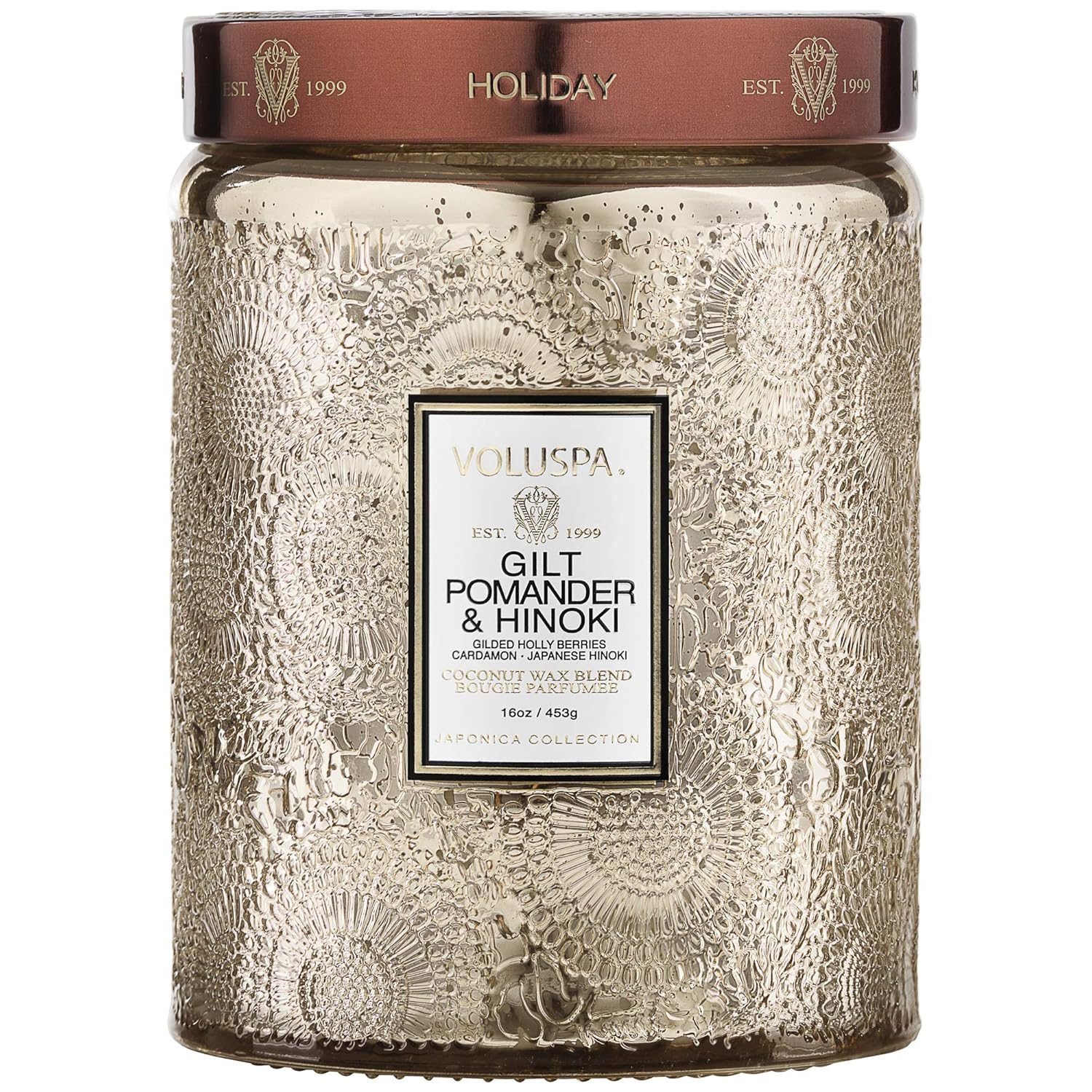 Voluspa Gilt Pomander & Hinoki Holiday Candle