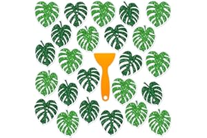Yaomiao 24 Pcs Palm Leaves Non Slip Bathtub Stickers Shower Stickers Anti Slip Decal Threads Adhesive Appliques with Scraper Adhesive Decals for Safety Bathroom Tubs, Shower Floor, Stairs
