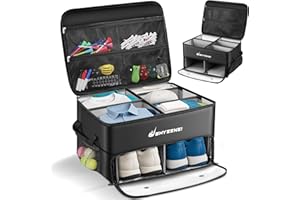 ShYeenei Golf Trunk Organizer, Improved Version 2-Layer Golf Storage Locker, with Ventilated Shoe Compartment, Waterproof & Eco-Friendly Golf Organizer for Car Trunk, Travel, and Daily Use