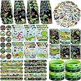 KEFAN Reptile Party Favor Supplies including Reptile Theme Gift Bags, Wristbands, Stickers, Badge, for Reptile Kids Birthday 