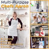 Discounted Cleaning Supplies Blue Chef Apron 37x27 Double Pockets Cotton view 6