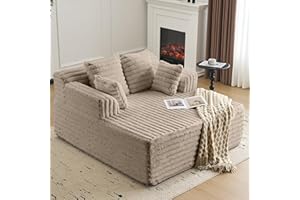 61 Inch Chaise Lounge Indoor,Oversized Upholstered Boneless Sofa Bed with Pillows, Plush Faux Fur Sleeper Chair Reading Chair