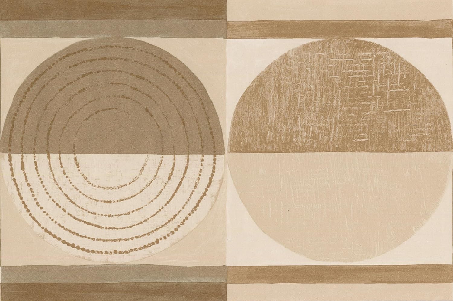 Beige Brown Abstract Wallpaper Border Painted Circle Design Roll