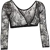 Sleevey Wonders Women’s 3/4 Length Slip-On Lace Sleeves – Sheer Reversible Arm Cover Up, Cooling Shrug Bolero for Dresses