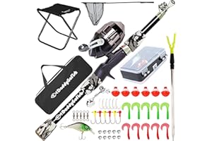 DaddyGoFish Kids Fishing Pole - Rod Reel Combo Tackle Box Starter Set - First Year Small Dock Gear Kit for Boys Girls Toddler Youth Age Beginner Little Children Junior Anglers