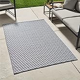 Edenbrook Bullen Houndstooth Outdoor Rug 5x8 – Patio Décor – Waterproof and Reversible – Gray Area Rug