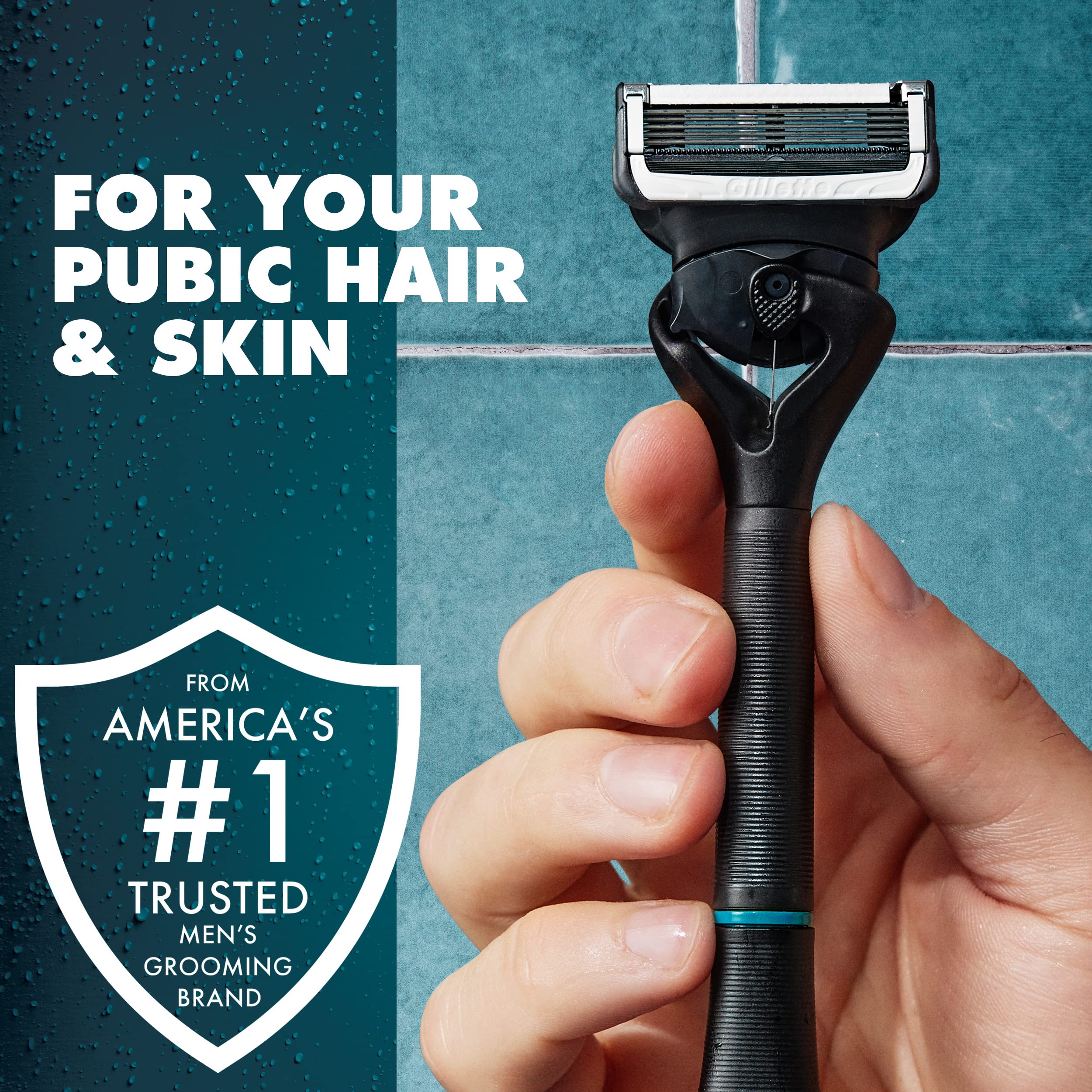 Gillette Intimate Razor for Men, Men’s Pubic Razors for Manscaping, Gentle and Easy to Use, Designed For Pubic Hair, 1 Handle, 2 Blade Refills