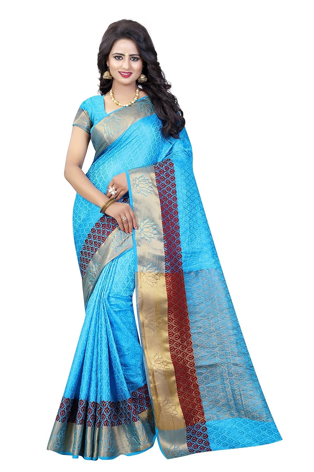satyam weaves women's ethnic wear jari bordered cotton silk saree.