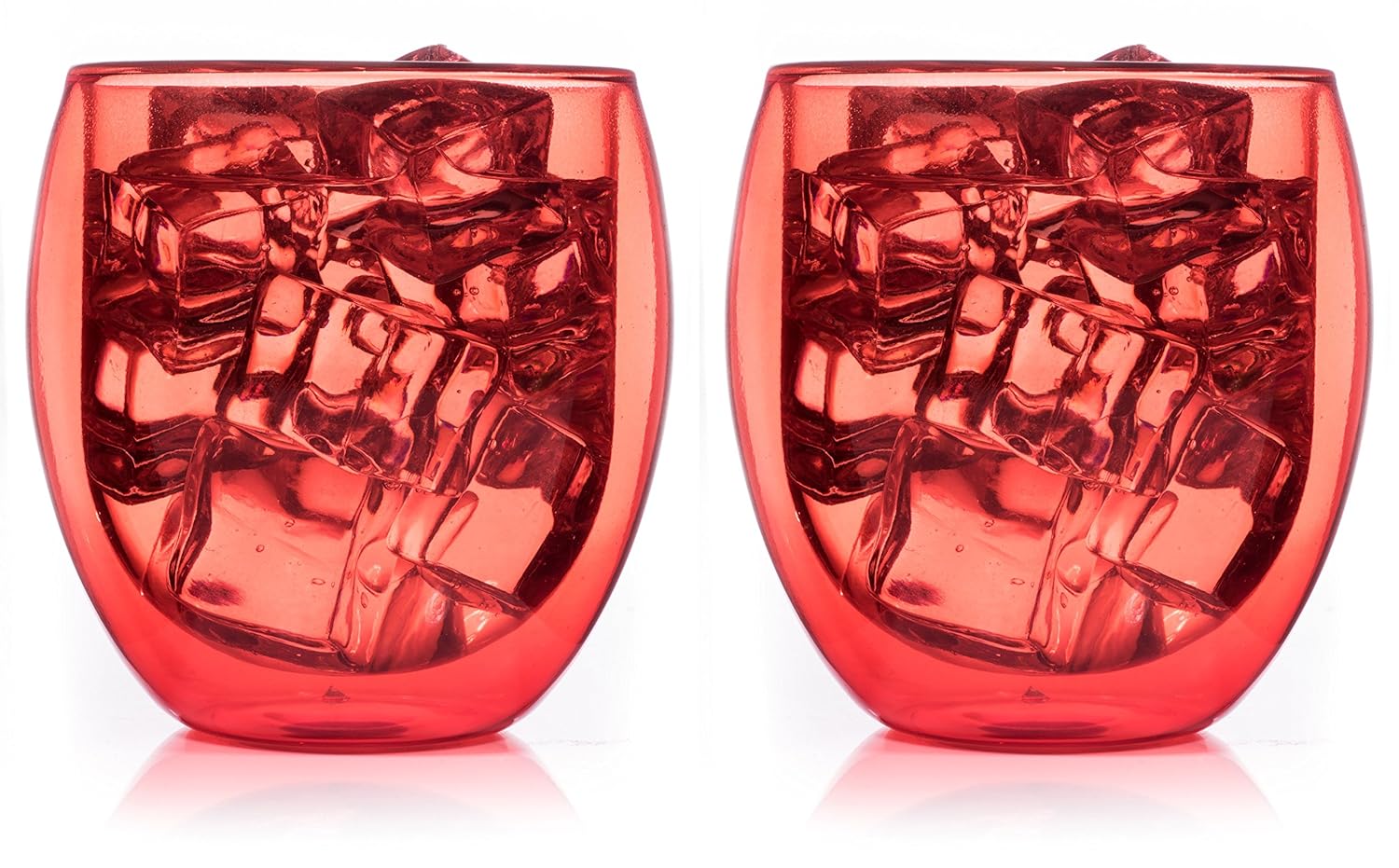 Juego de 2 rojos vasos de doble pared con efecto térmico ...