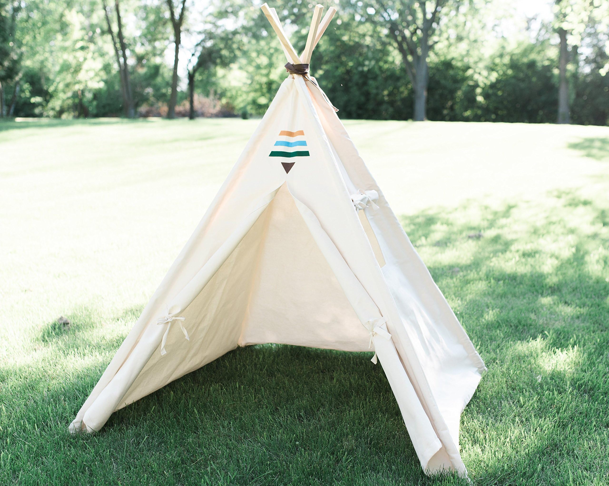 Natural Canvas Tribal Kids Teepee Play Tent