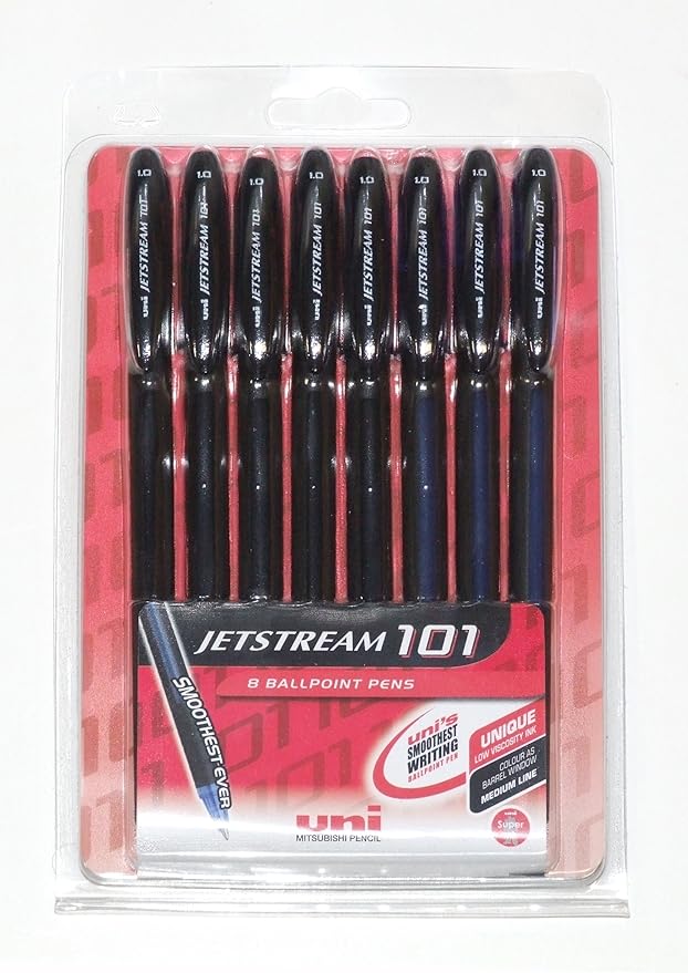 uniball Jetstream SX101 Ballpoint pens Black/Blue, Pack of 8