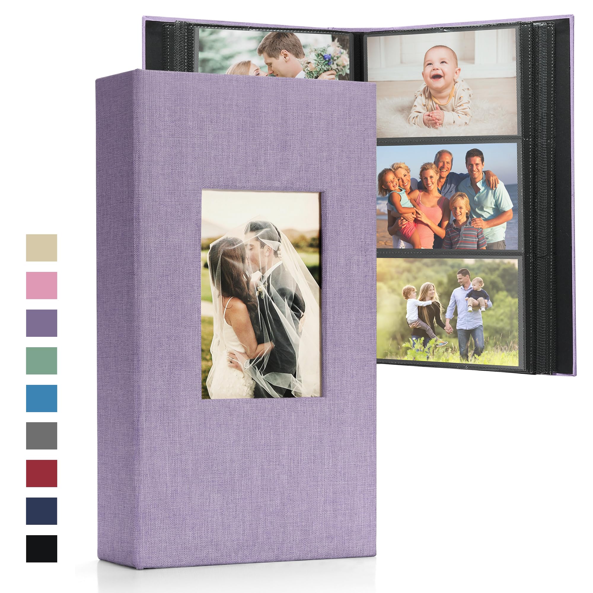 DazSpirit Photo Albums 6x4 Inch 408 Pockets Slip In, Customizable Linen Cover 10x15cm Photo Album, Large Capacity, Slip-in Pockets, Ideal for Wedding Albums, Family Photo Books and Travel Memories