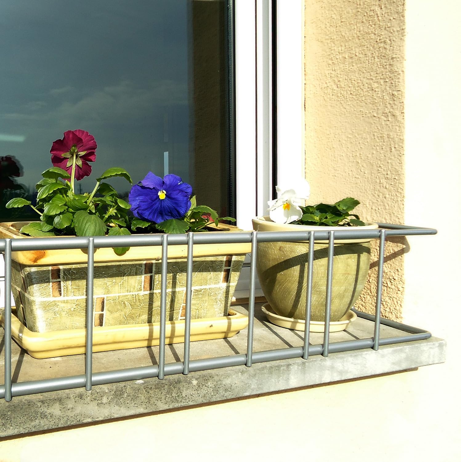 SAUVIC 03500 Window Protector for Flower Pots Extendable from 70 to 100 cm - Grey, 70x15x15 cm - Image 3