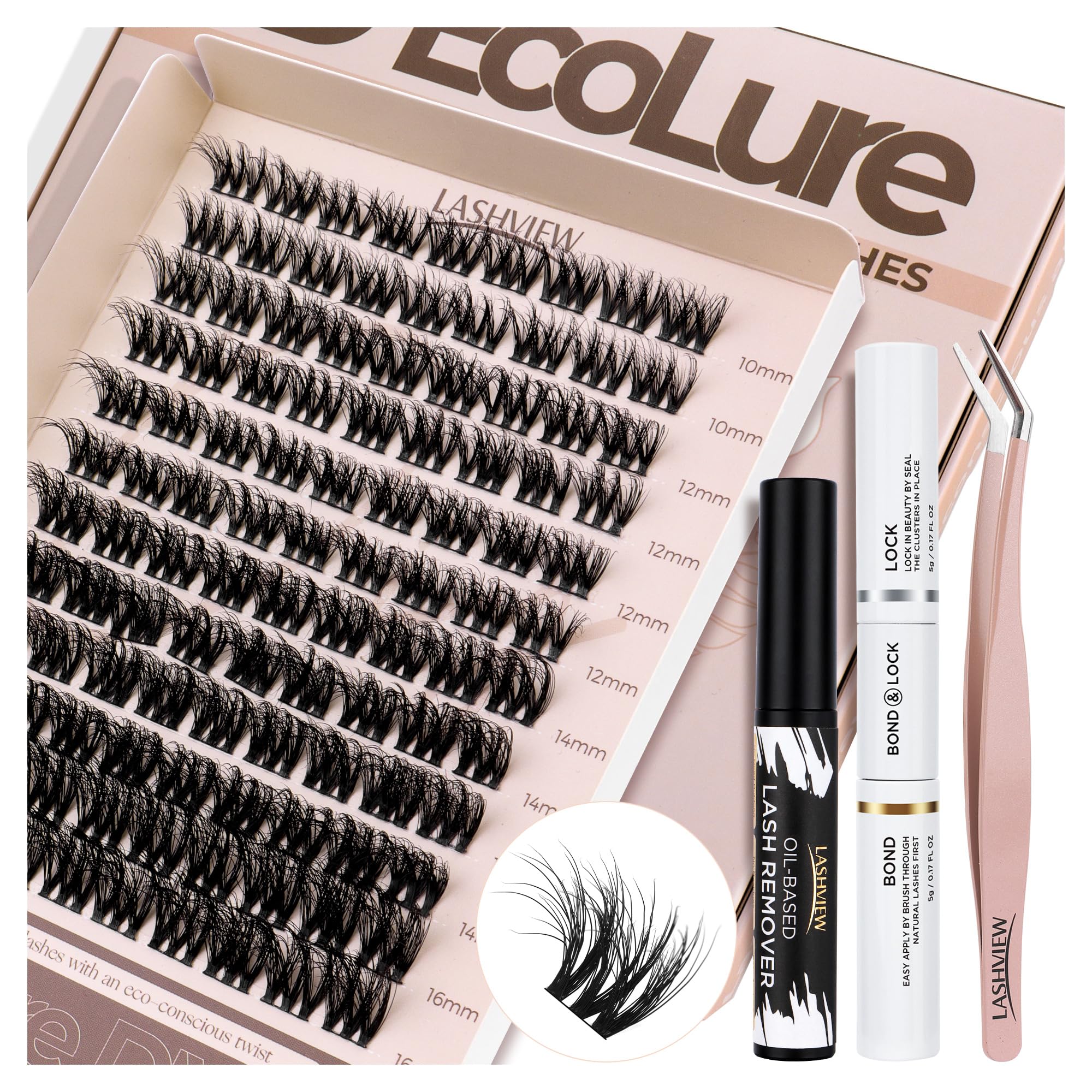 Photo 1 of LASHVIEW Diy Eyelash Extension Kit, DIY Cluster Lashes, 10-16mm Multilayered Cluster Eyelash Extensions, Reusable Fluffy Individual Lashes Cluster(ML 11)