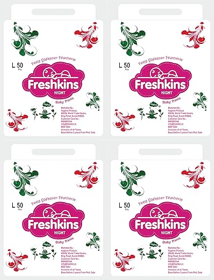 Freshkins Baby Night Diaper Pant Large - (Pack of 4, 200 Unit)