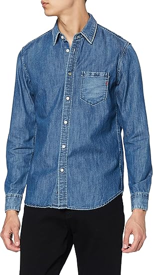 Amazon リプレイ カジュアルシャツ 7oz ブルーデニムシャツ メンズ シャツ 通販