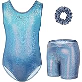Gogokids Gymnastics Leotards for Girls Sparkly Rhinestone Dance Unitards Biketards with Shorts Activewear