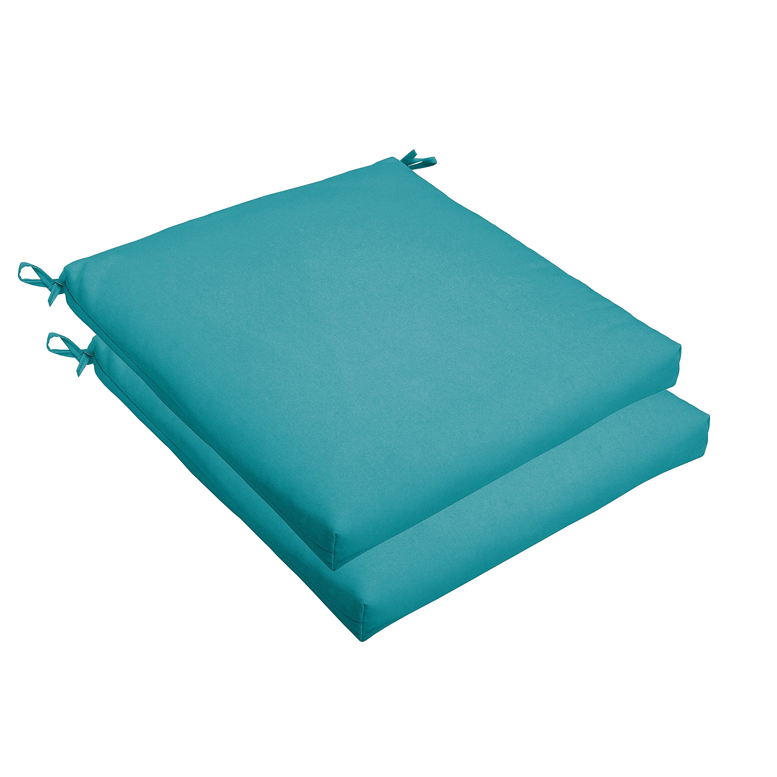 Mozaic Indoor or Outdoor AMCS105066 Square Chair Seat Cushions Set, Set of 2, 19 x 19 x 2.5, Atlantis Aqua Blue