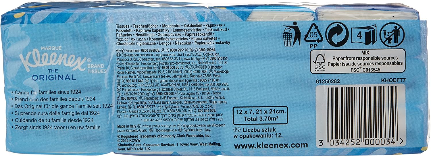 Kleenex Original Handkerchiefs, 12 Count, White, 7 count (Pack of 12) - Image 3