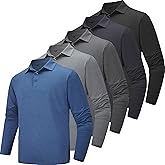 TVKSOM 5 Pack Polo Shirts for Men Long Sleeve Quick Dry Mens Polo Shirts Golf T Shirt Moisture Wicking Casual Workout