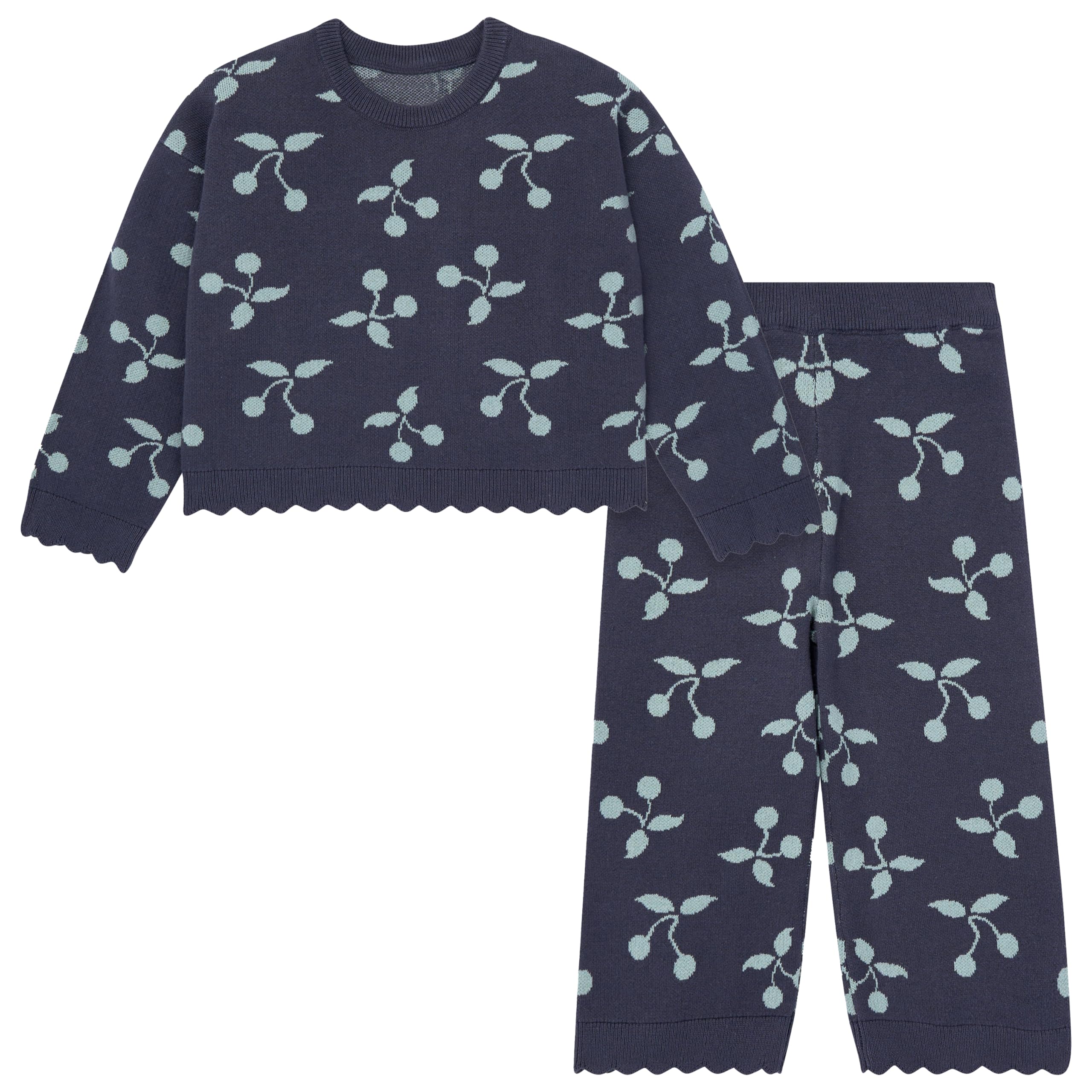 Photo 1 of Modern Moments by Gerber Girls' Baby and Toddler Jacquard 2-piece Sweater Set, Blue Fruit, 18 Months
