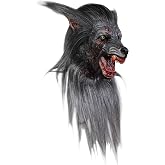 Men's Wolf Werewolf Mask Halloween Costume with Fur and Teeth