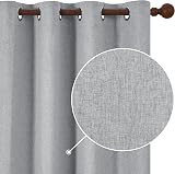 Deconovo Faux Linen Full Blackout Curtains Eyelet Energy Saving Blue Gray view 2