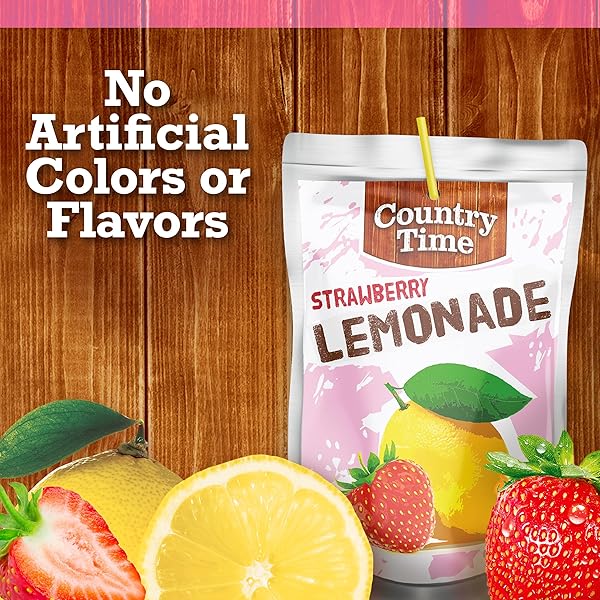 COUNTRY TIME 60OZ STRAWBERRY LEMONADE FLAVORED DRINKS (10 POUCHES)