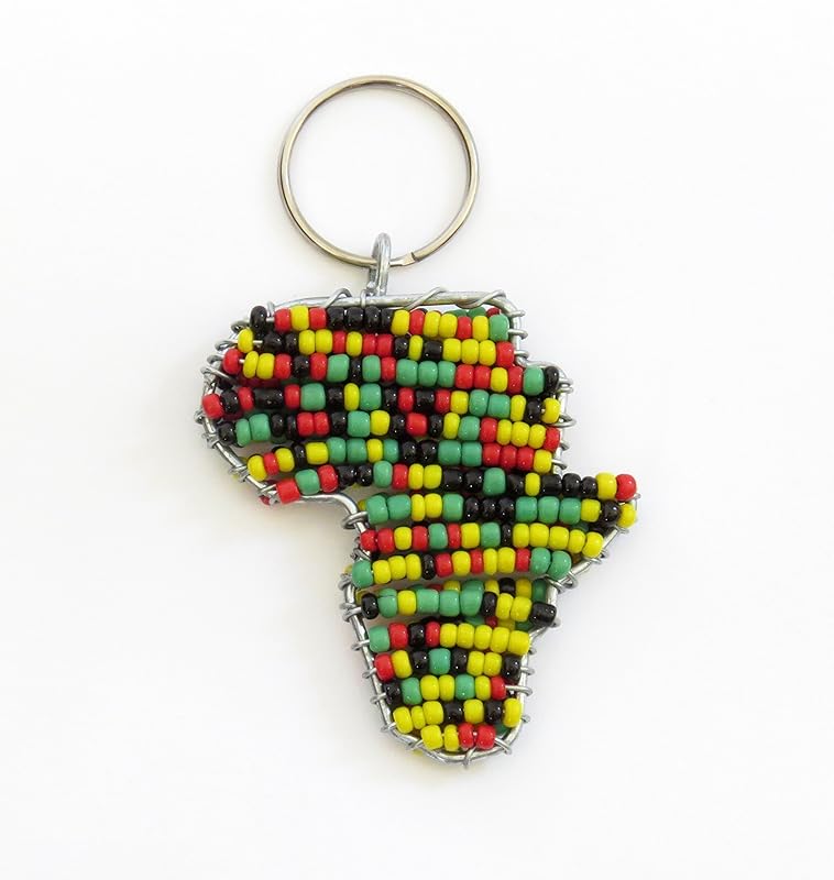African beaded map of Africa keychain, keyring, purse