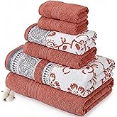 Modern Threads 6 Piece Set, 2 Bath Towels, 2 Hand Towels, 2 Washcloths Yarn Dyed Jacquard/Solid Towel Set Ophelia Clay