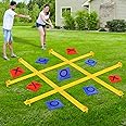 Giant Tic Tac Toe Outdoor Games for Kids Adults Family, Portable Tic Tac Toe Bean Bag Toss with 10pcs Bean Bag, Large Outdoor Lawn Backyard Games Carnival Field Day Game