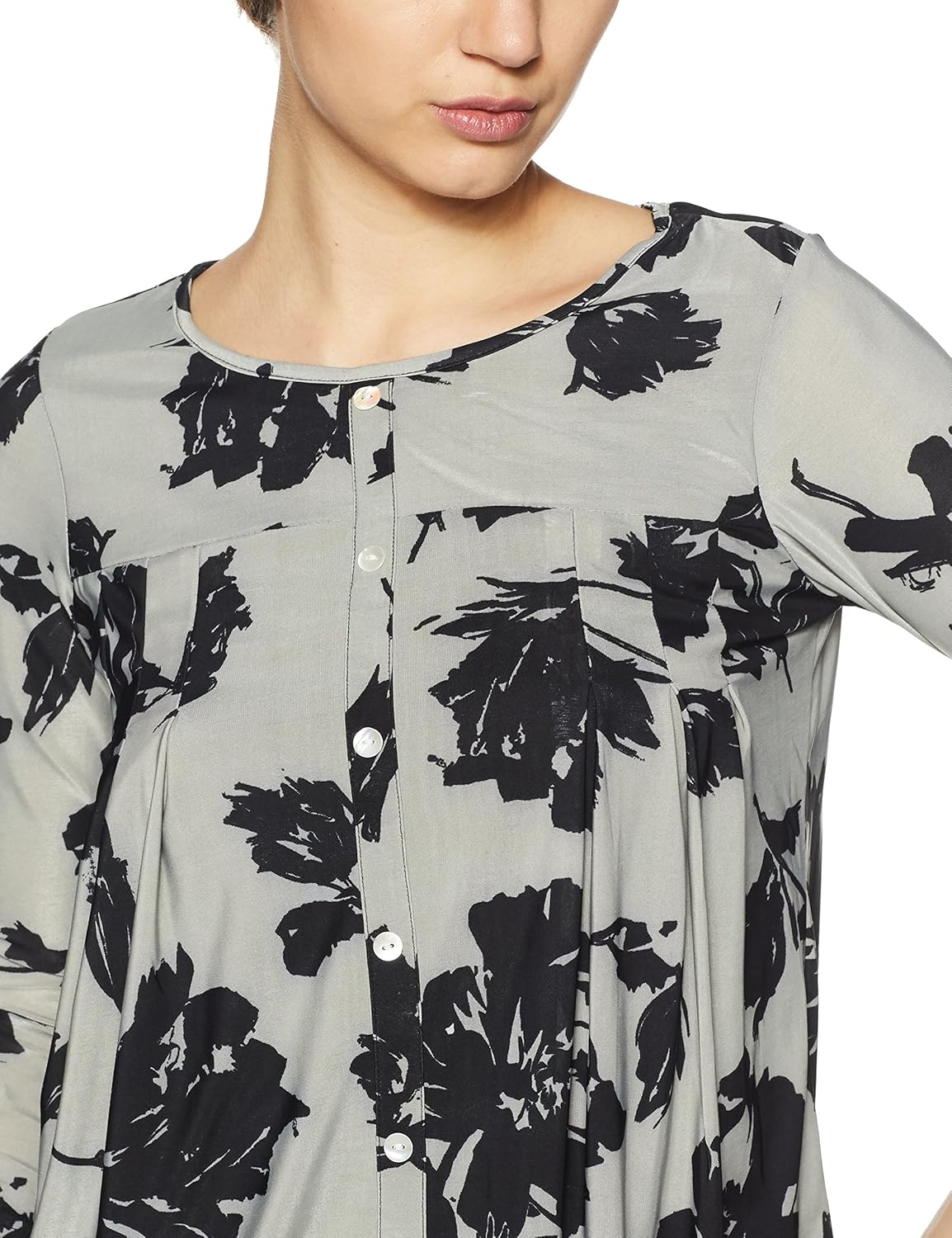 and women's floral regular fit top (ec18a009tp167gry/blk8)