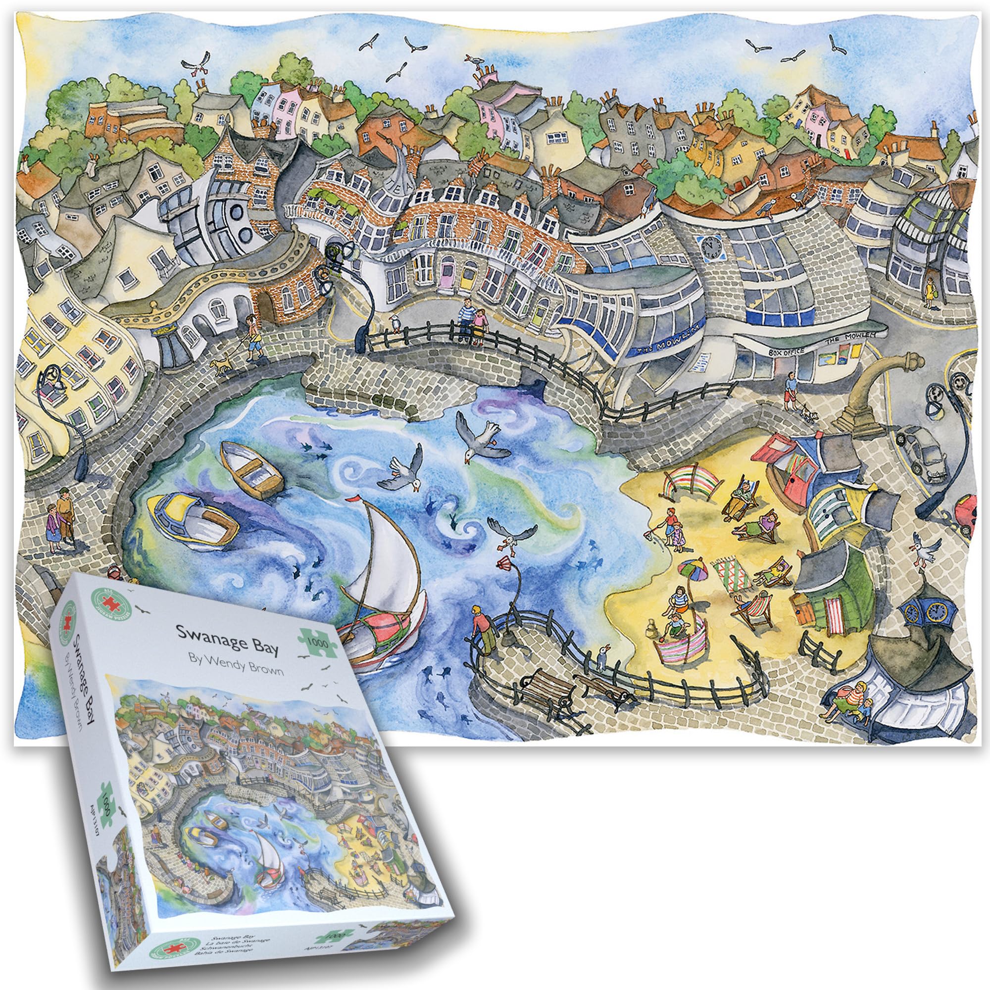 Swanage Bay - 1000 Pieces Jigsaw Puzzle For Adults Teens And Kids - Made In Britain, Difficult Jigsaw Puzzles For Adults Size 66cm X 50cm