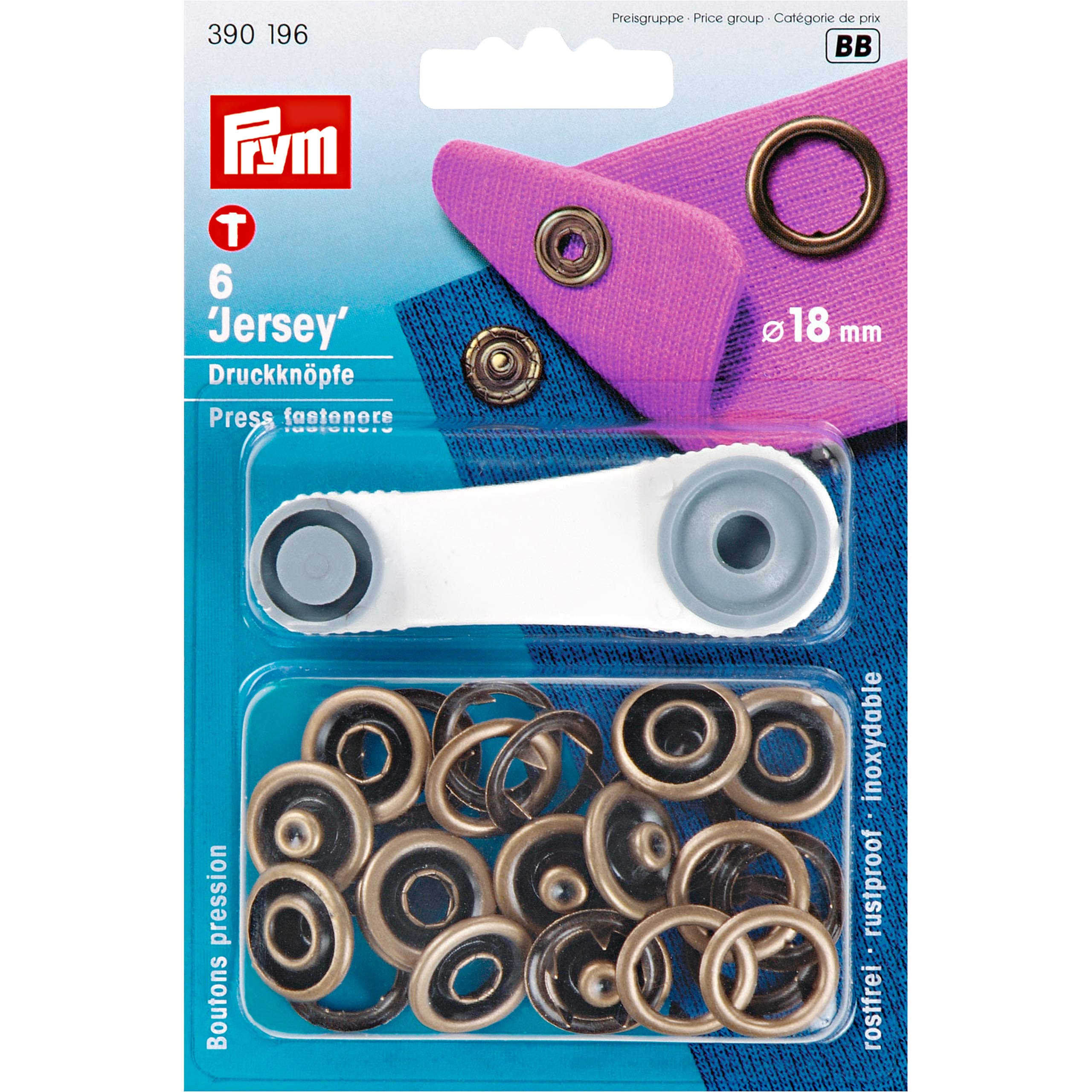 Prym - Prym Jersey Antique Brass (18mm) Non-Sew Press Fasteners - 1 Unit