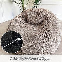 LIFEREVO Faux Fur Stuffed Animal Storage Bean Bag