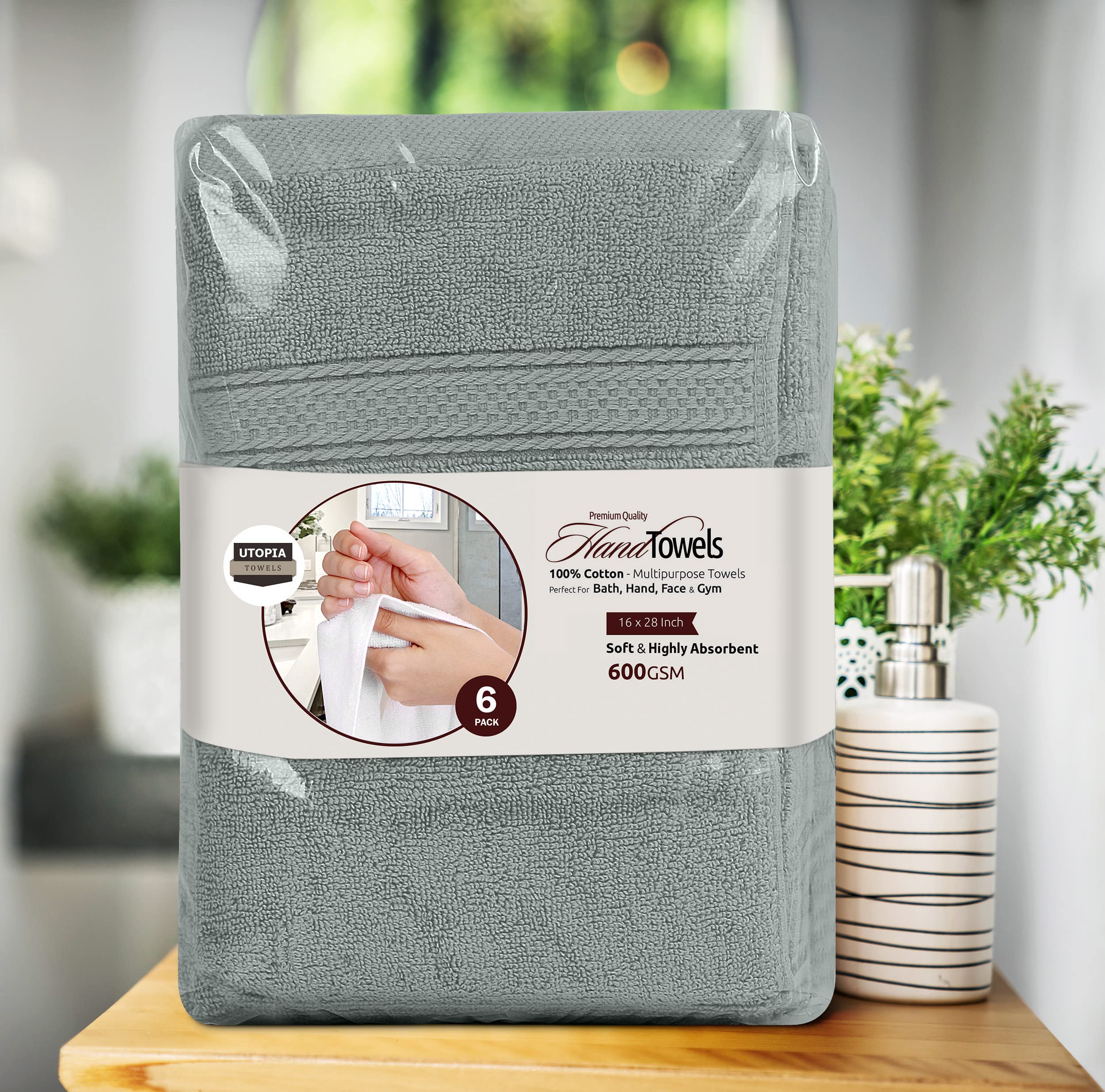 Utopia Towels - Handtücher Set aus Baumwolle - 100% Baumwolle ultraweich und sehr saugfähig, 41x71 cm - 6er Pack (Kühl Grau) 8